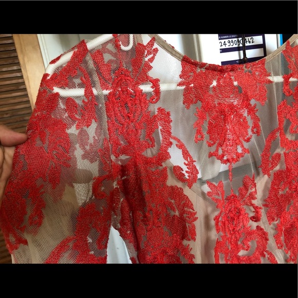 For Love & Lemons Red San Marco Lace Midi Dress S - Picture 10 of 16